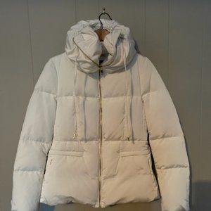 Zara Woman Ivory High Neck Down Winter Puffer Jacket size L